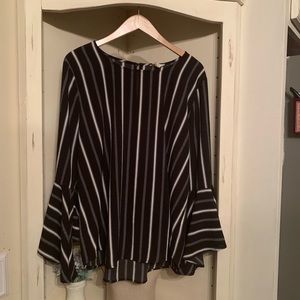 Perch blue Pepper Black & White stipe Blouse